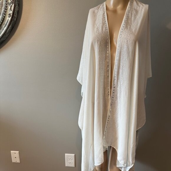 NWT JESSICA MCCLINTOCK SHEER SPARKLY IVORY COLOR KIMONO - Picture 2 of 7